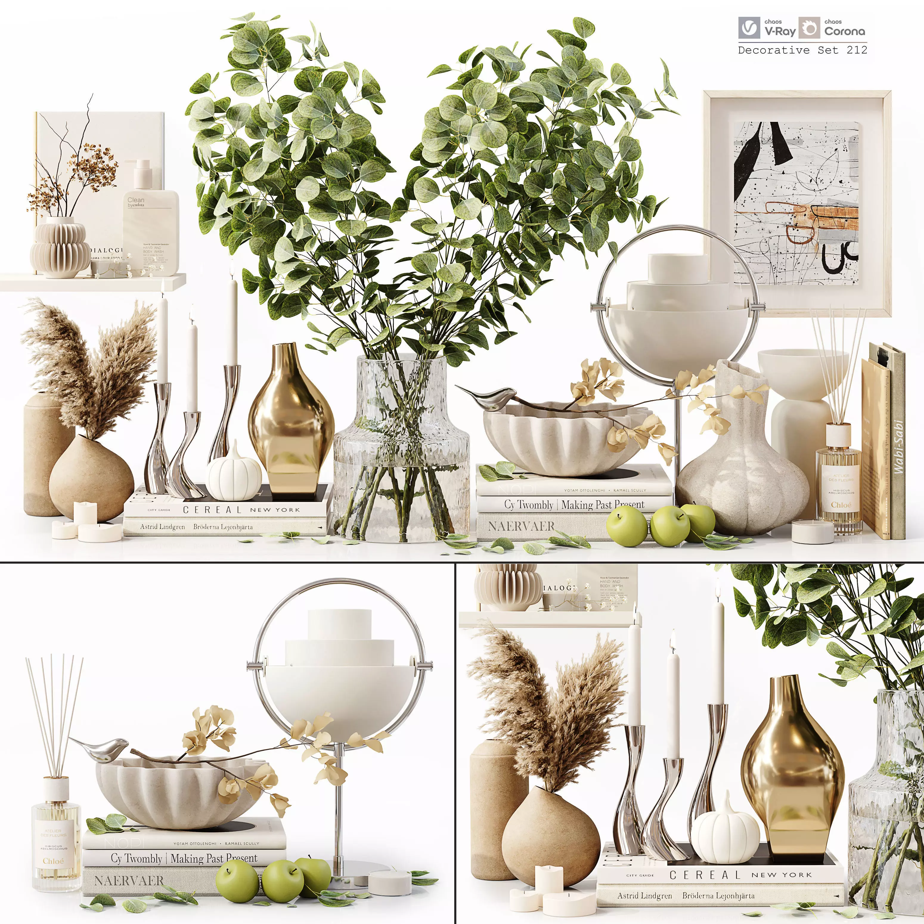 Decorative Set 212 Low-poly 3D model_0