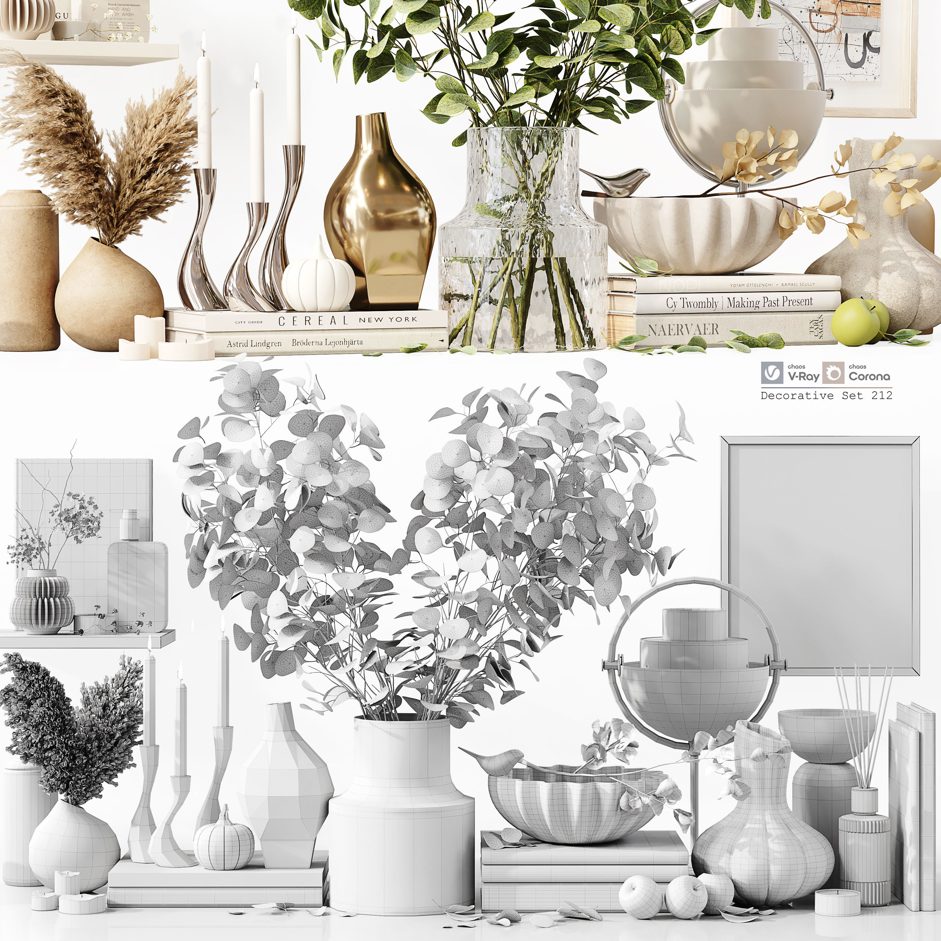 Decorative Set 212 Low-poly 3D model_6