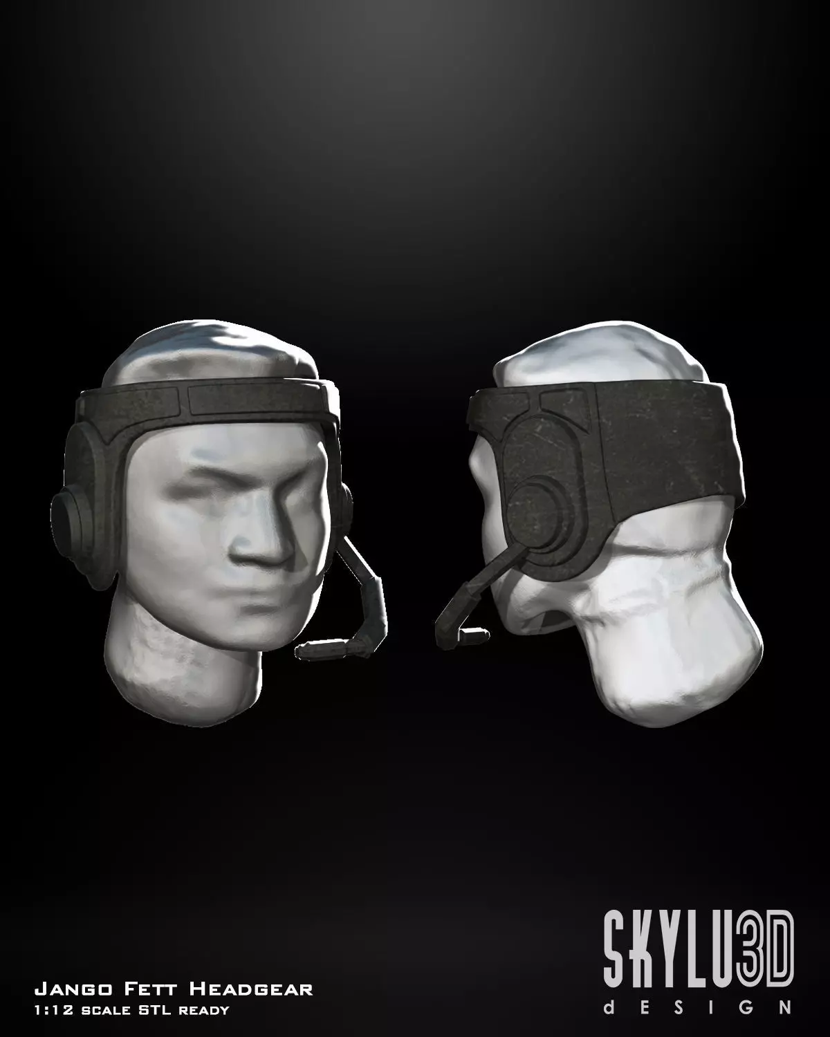 Jango Fett Head Gear One12 Scale STL file 3D print model_0