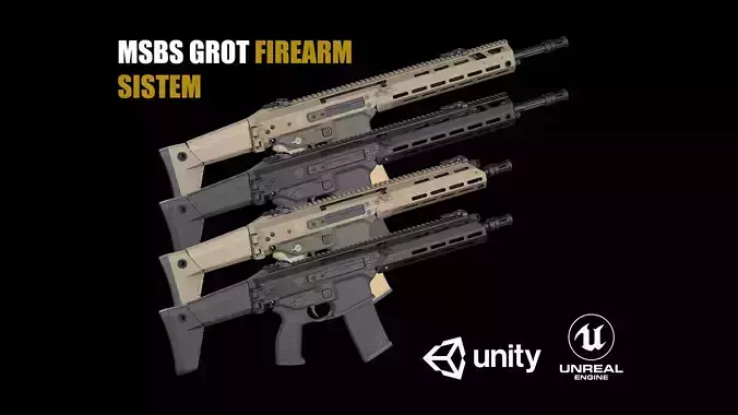 MSBS GROT Assault Rifle Low-poly 3D model