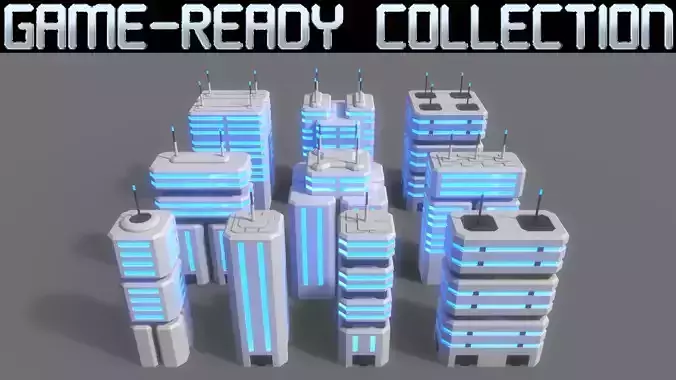 PBR Sci-Fi Building A 31-40 3D Model Collection PBR Sci-Fi Building A 31-40 3D Model Collection