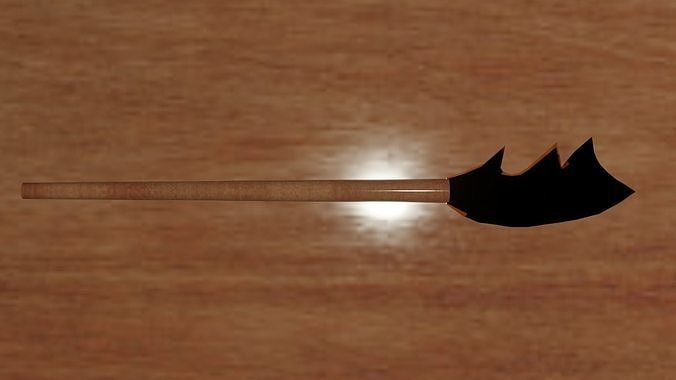 Long sword with golden blade and wooden hilt Free low-poly 3D model