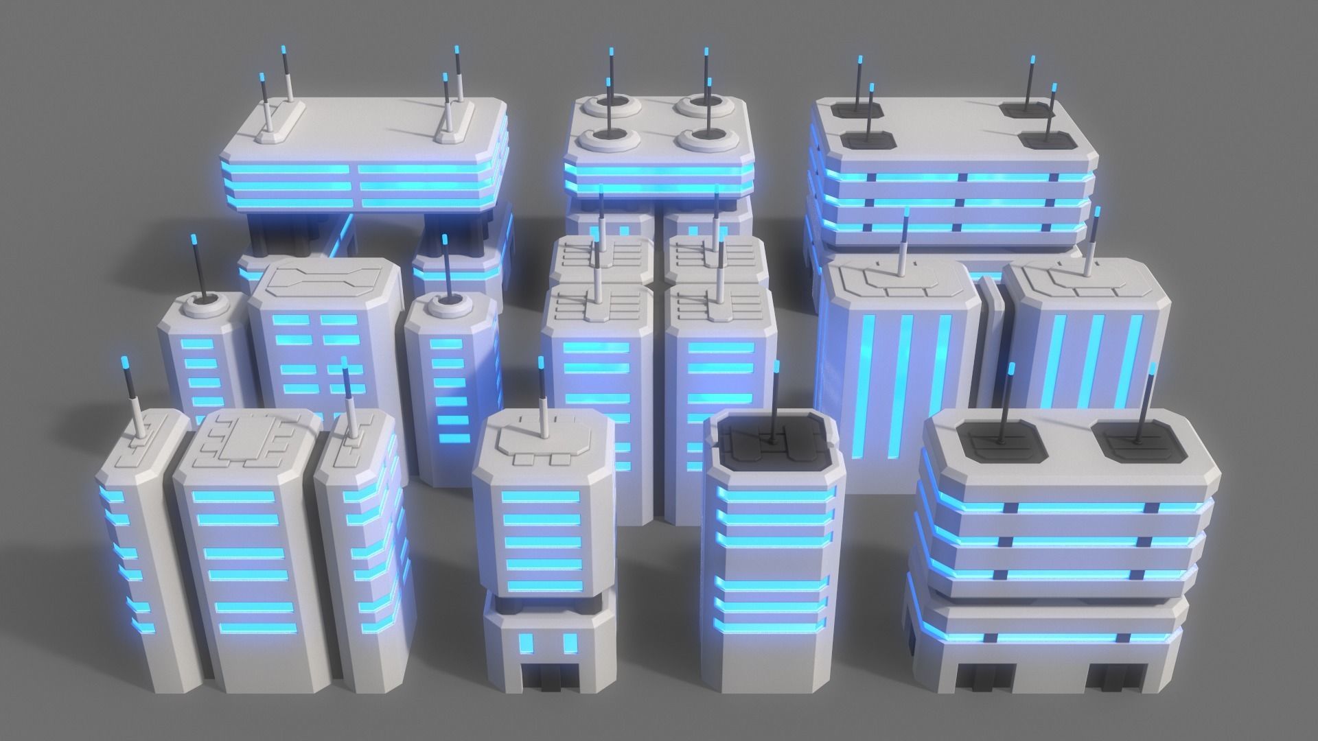  PBR Sci-Fi Building A - 40 Models 3D Model Collection_34