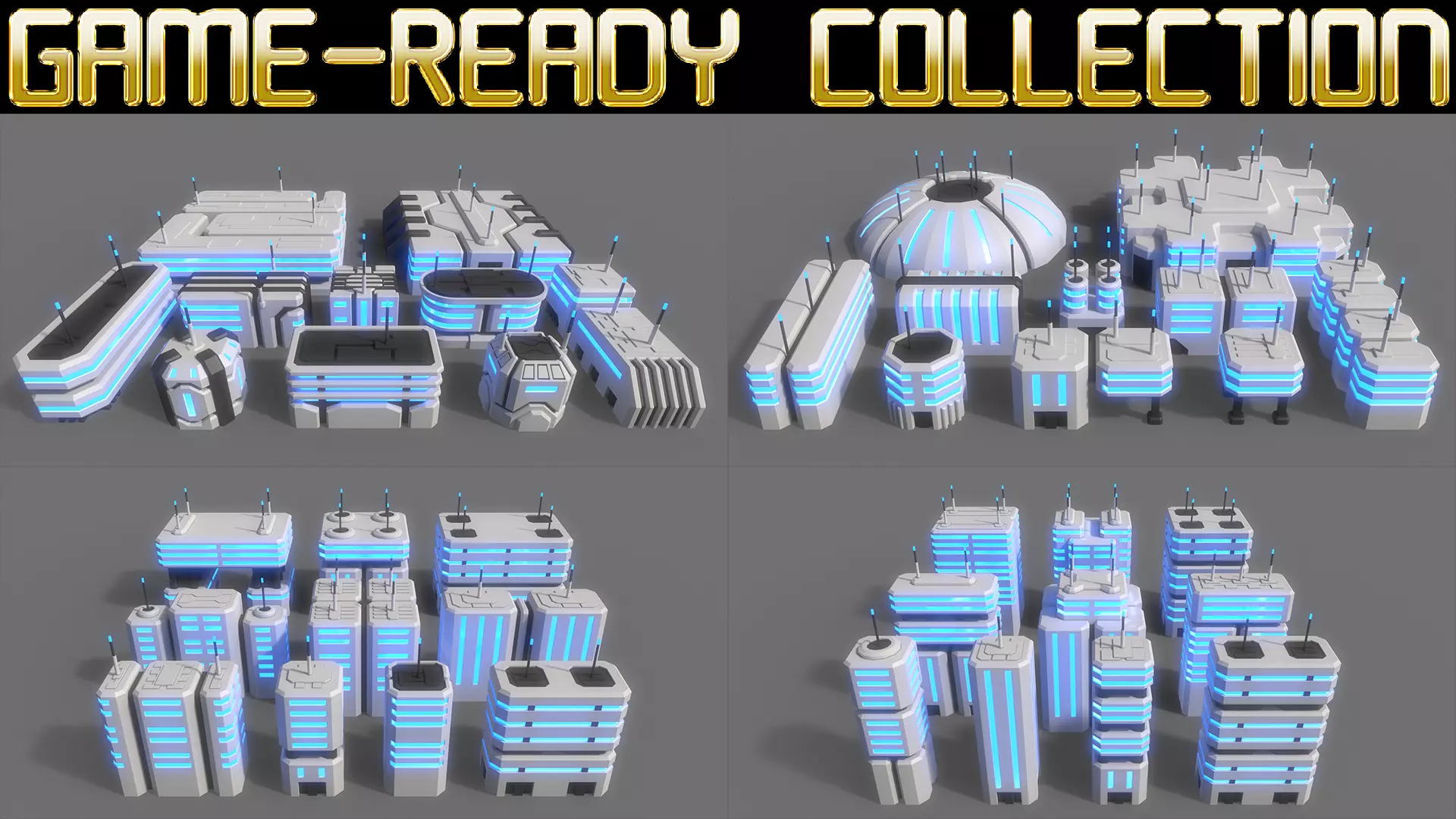  PBR Sci-Fi Building A - 40 Models 3D Model Collection_0