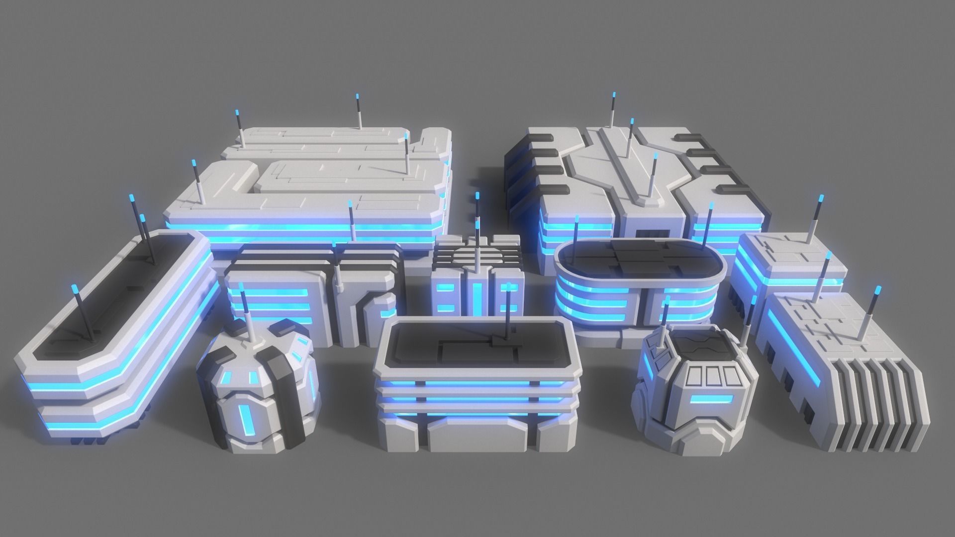  PBR Sci-Fi Building A - 40 Models 3D Model Collection_32