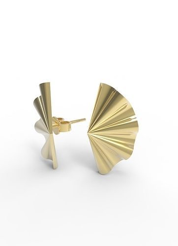 Half Rounded Wave Gold Silver Earring Jewelry 3D print model