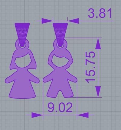 Pendant Boy and Girl Children Kids Gold Silver Jewelry 3D print model_3