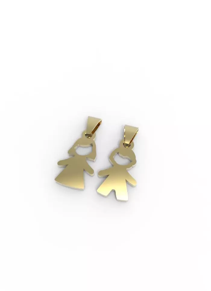 Pendant Boy and Girl Children Kids Gold Silver Jewelry 3D print model_0