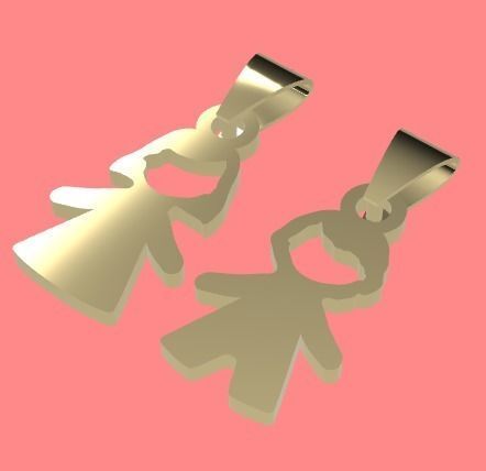 Pendant Boy and Girl Children Kids Gold Silver Jewelry 3D print model_2