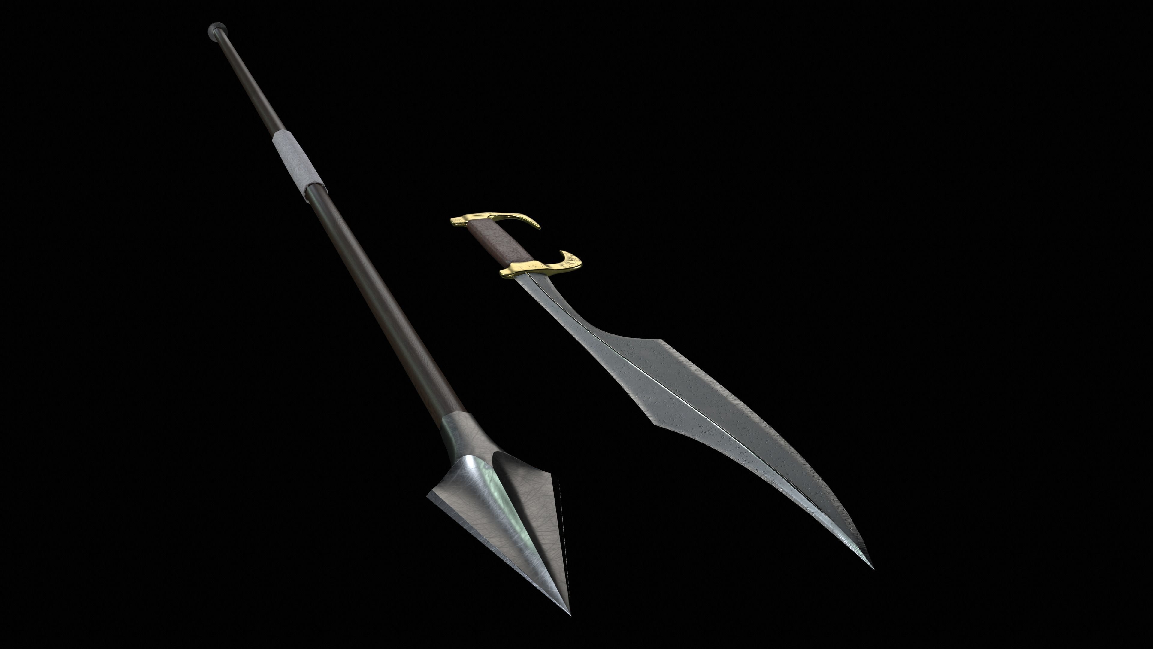 Spartan Weapons Low-poly 3D model_2