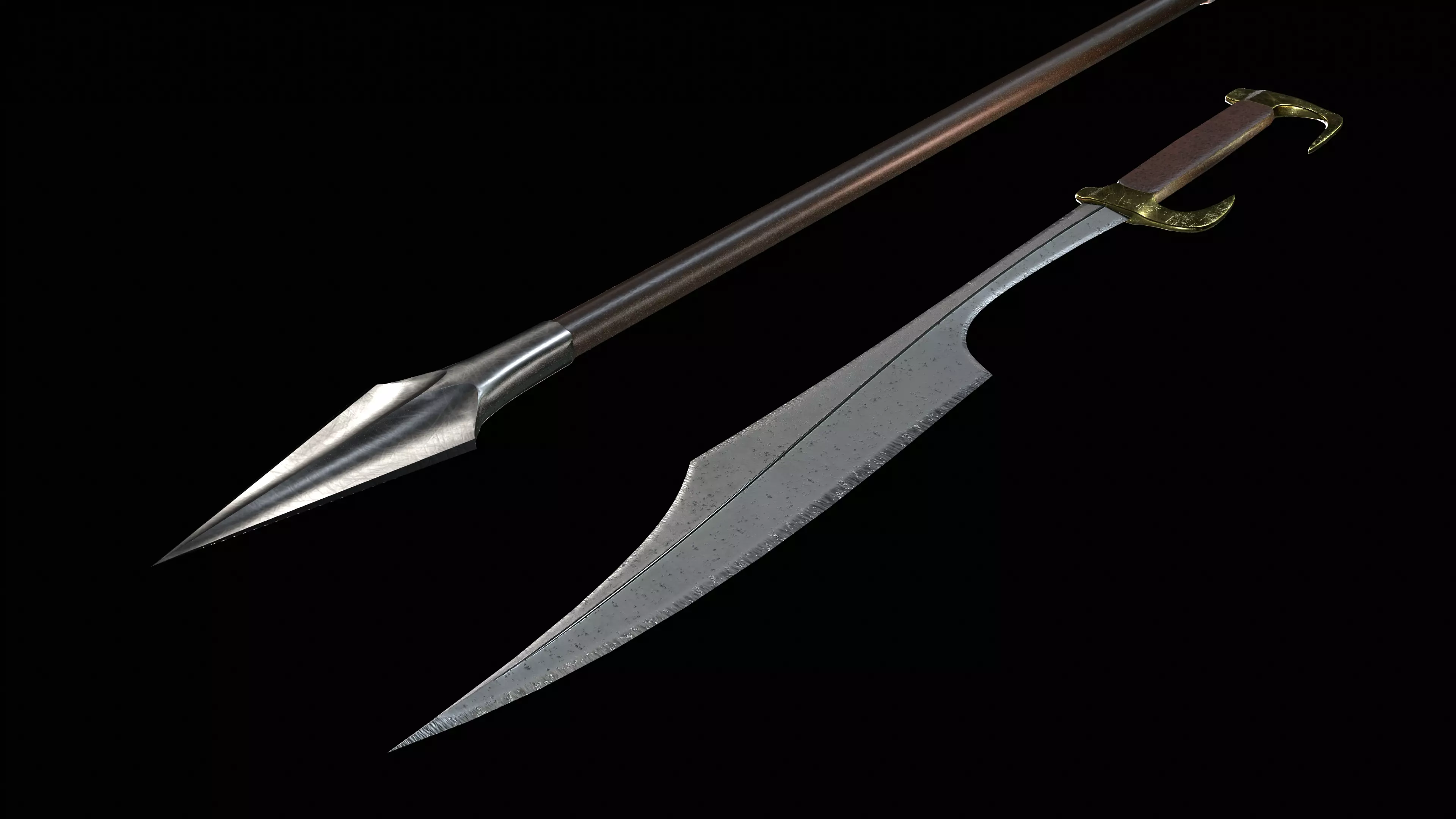 Spartan Weapons Low-poly 3D model_0