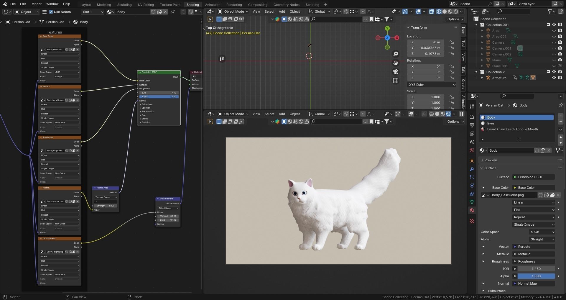 Lowpoly - Stylized cats - Persian Cat Low-poly 3D model_9