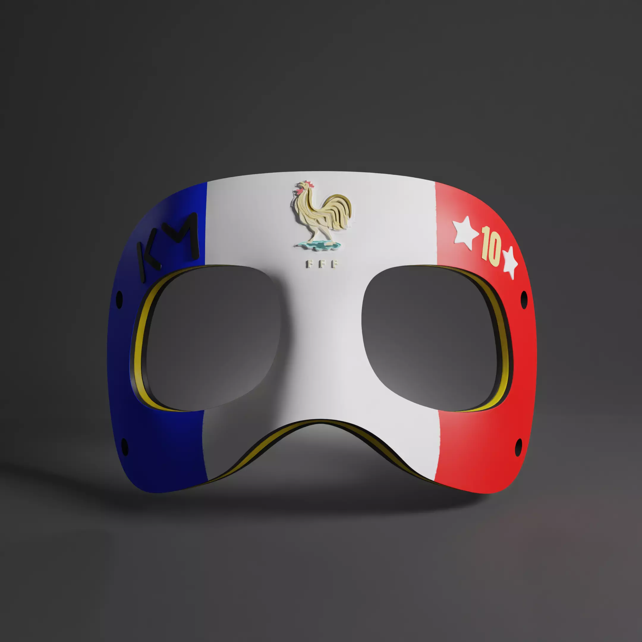 MBAPPE MASK FAN ART - STL - 3MF MULTICOLOR 3D print model_0
