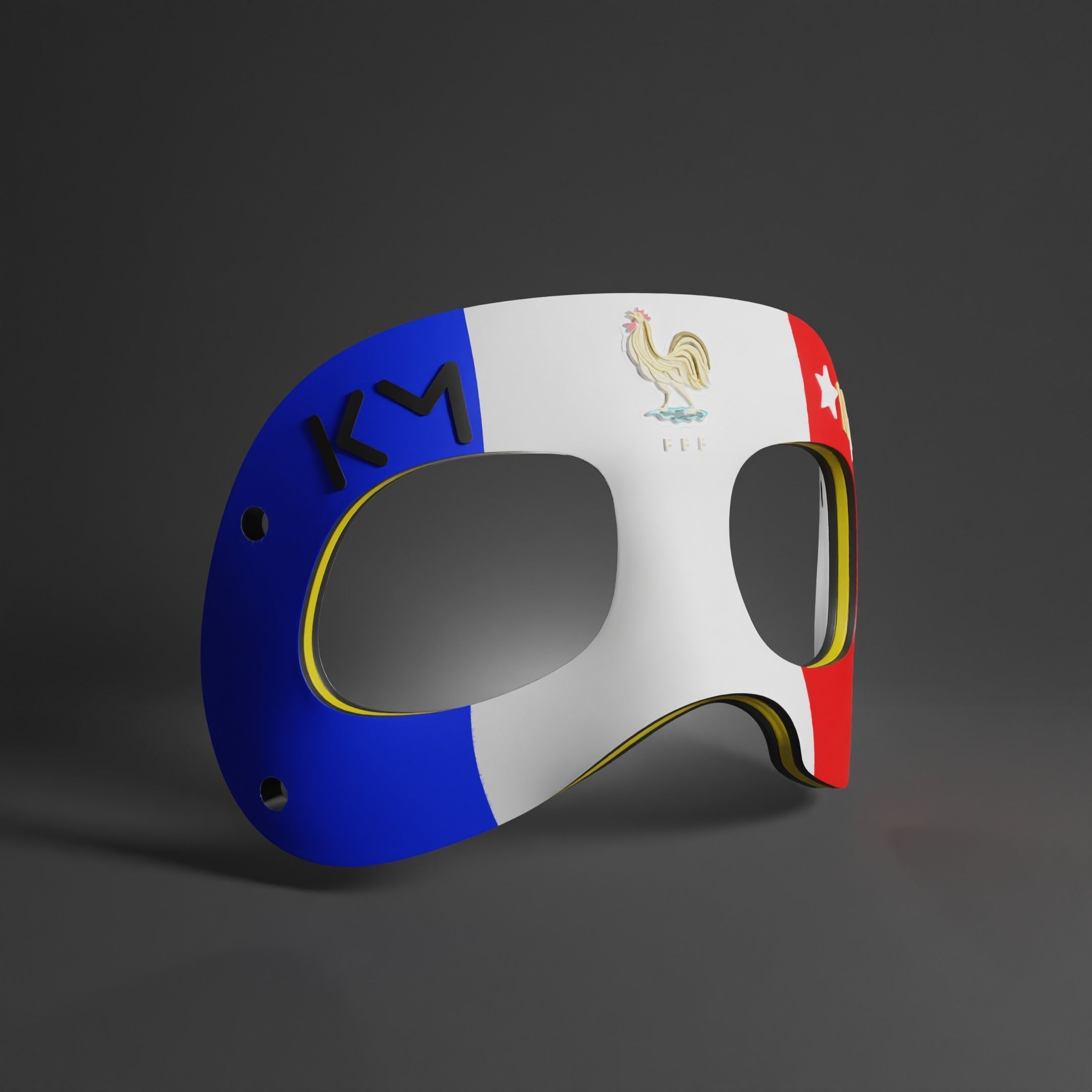 MBAPPE MASK FAN ART - STL - 3MF MULTICOLOR 3D print model_5