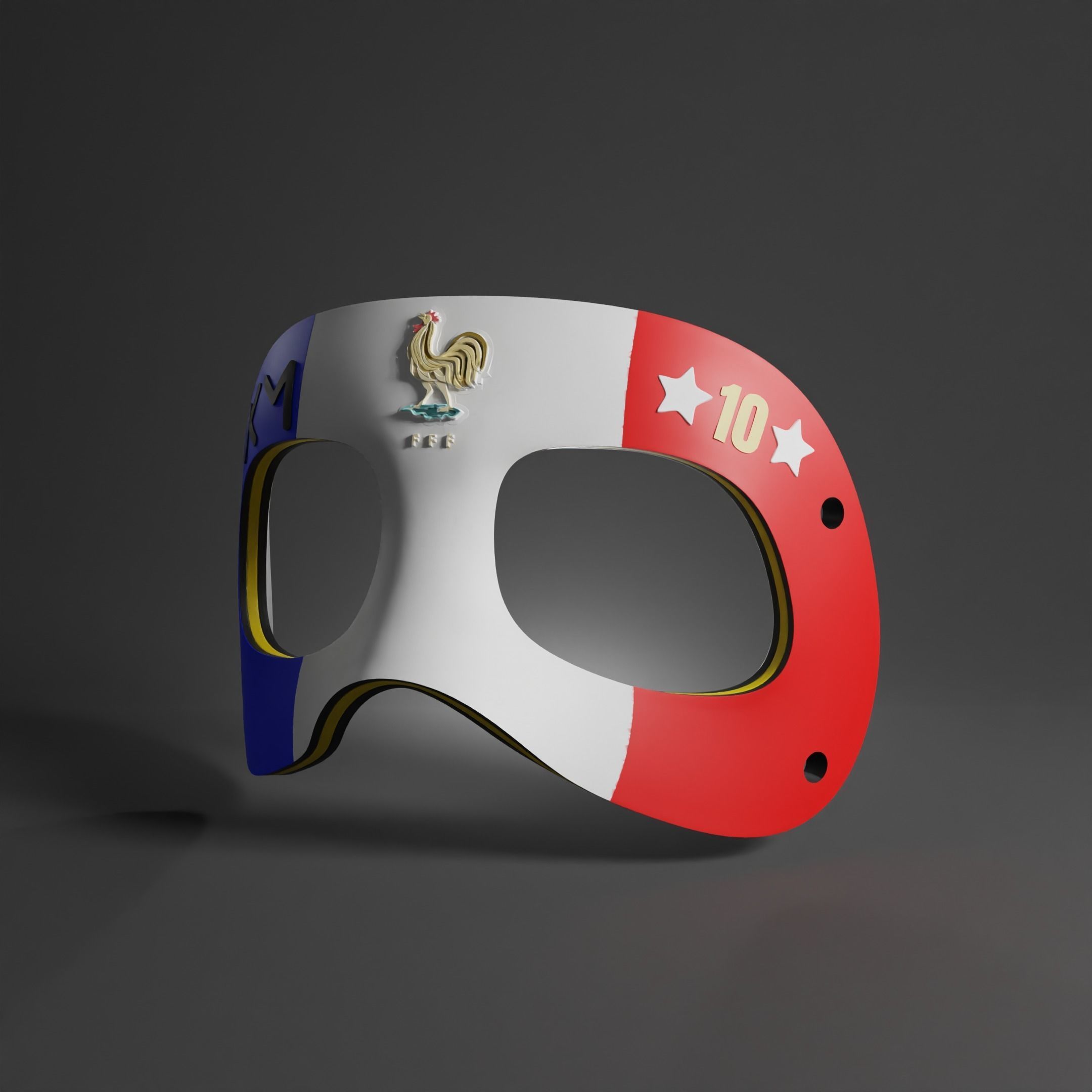 MBAPPE MASK FAN ART - STL - 3MF MULTICOLOR 3D print model_3