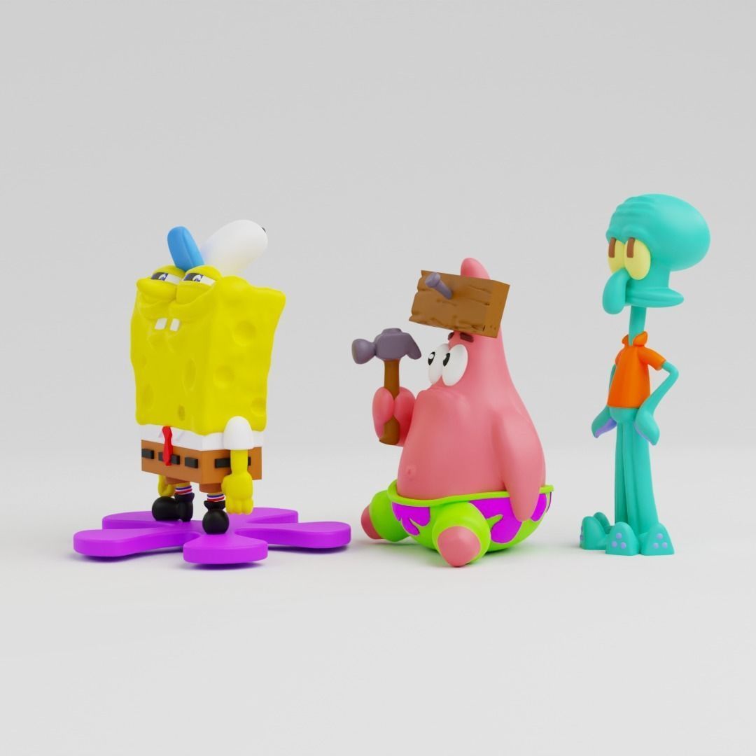 spongebob  patrick and squidward   3D print model_2