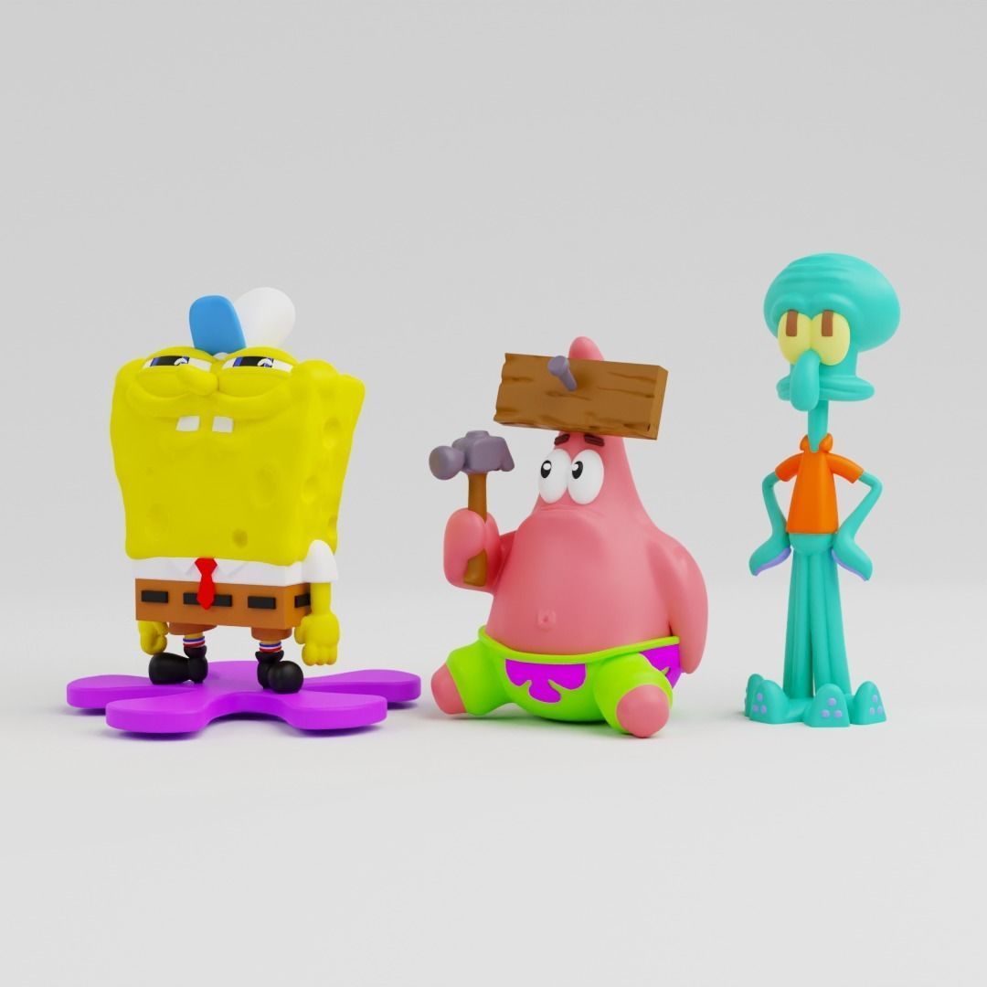 spongebob  patrick and squidward   3D print model_3