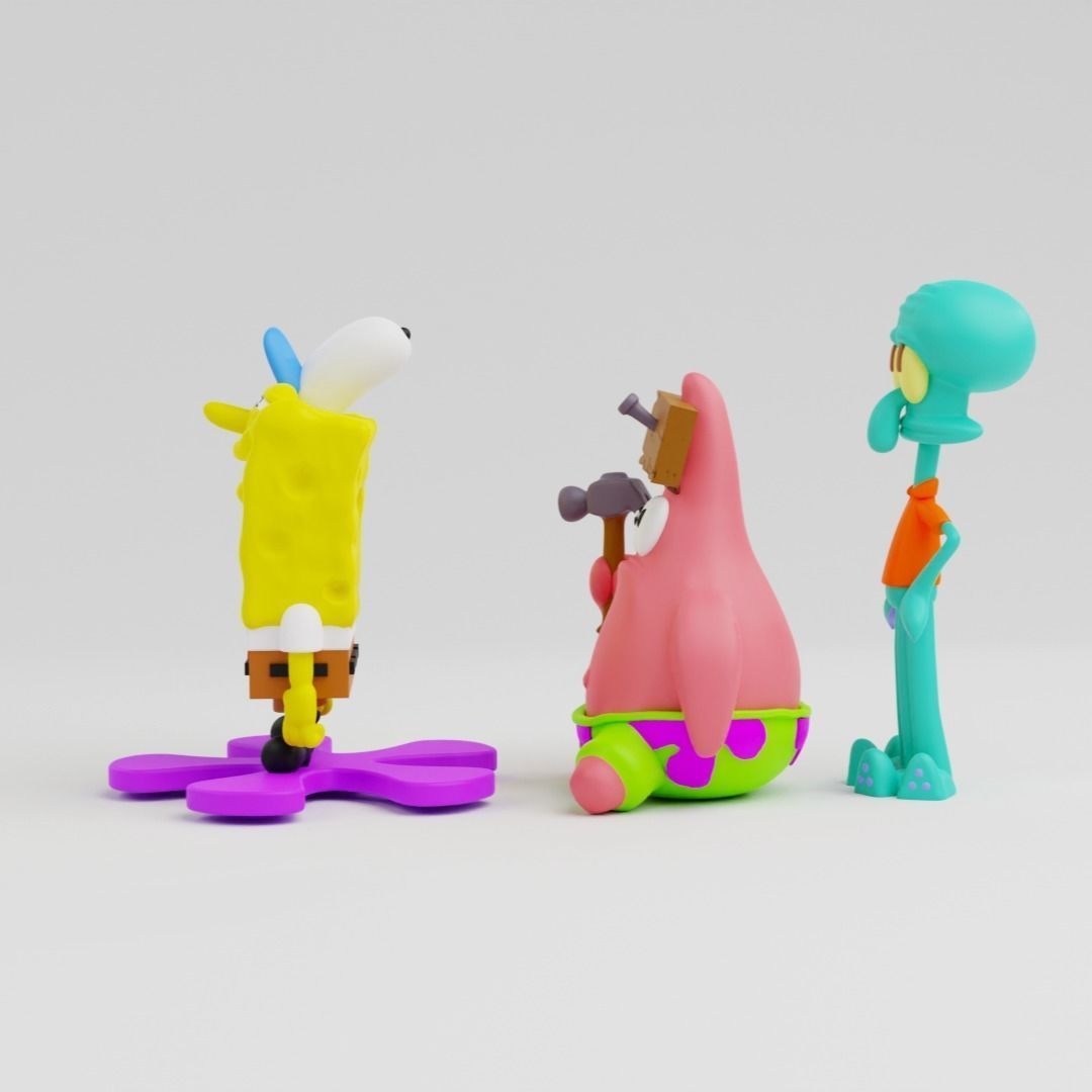 spongebob  patrick and squidward   3D print model_1