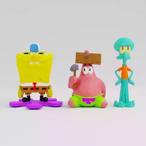spongebob  patrick and squidward   3D print model spongebob  patrick and squidward   3D print model