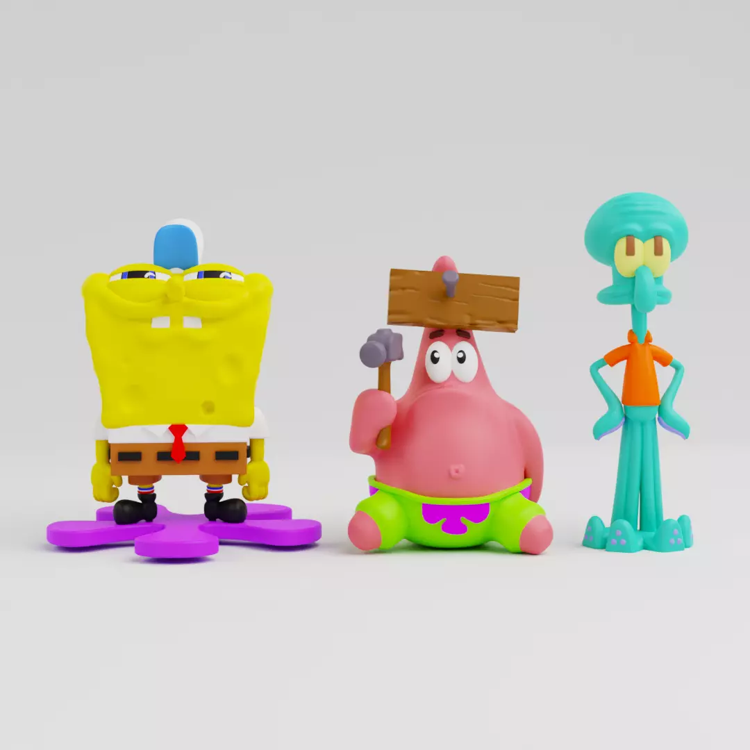 spongebob  patrick and squidward   3D print model_0