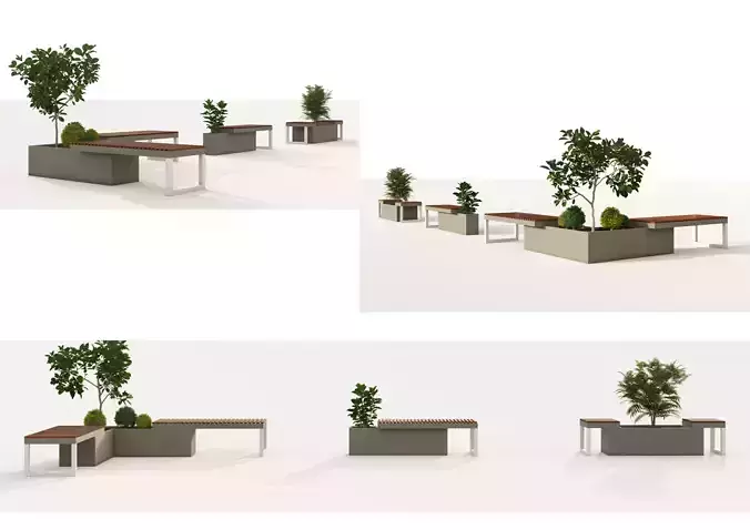 Cityscape II Outdoor Bench Set