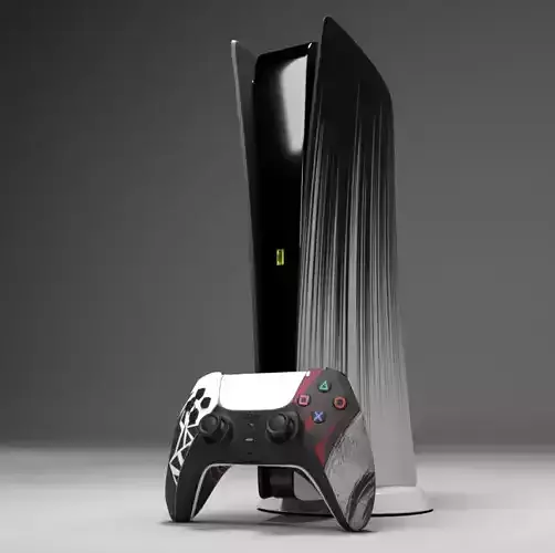 play station 5 with skin 3d models 