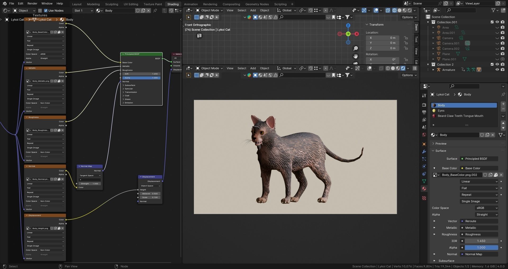 Low Poly - Stylized cats - Lykoi Cat Low-poly 3D model_9