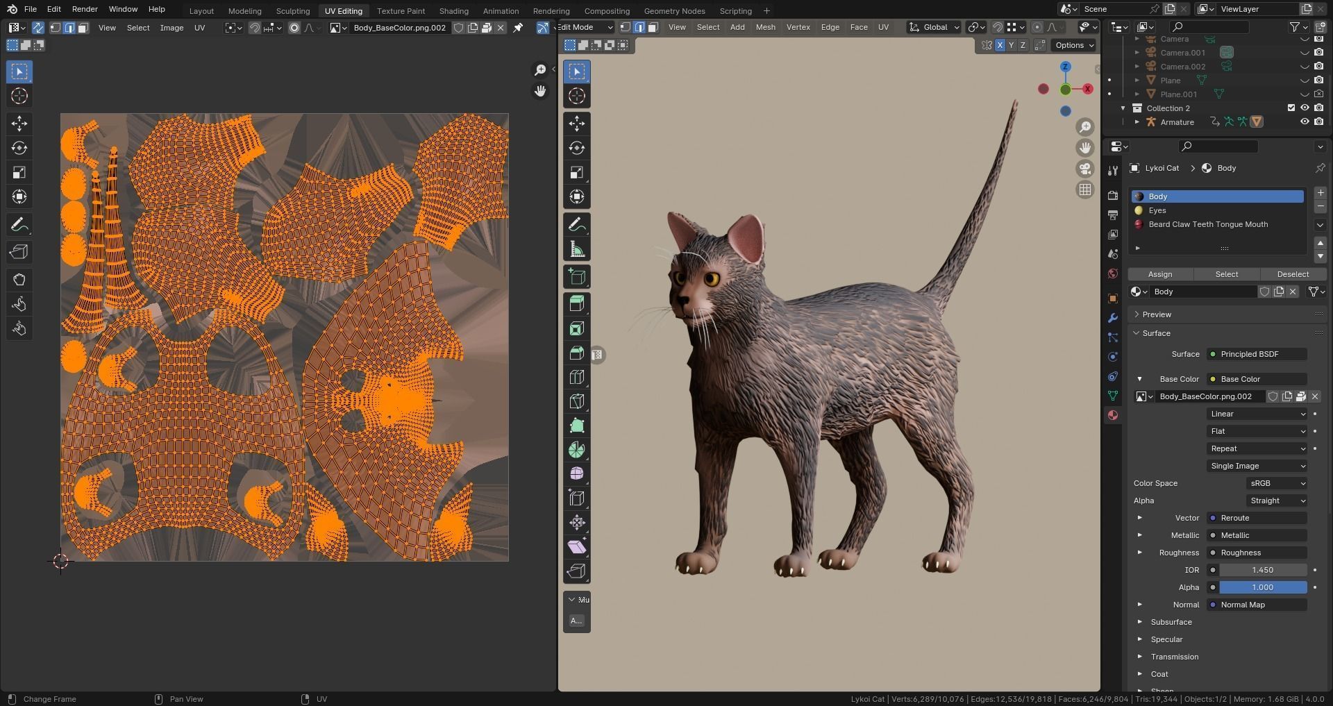 Low Poly - Stylized cats - Lykoi Cat Low-poly 3D model_12