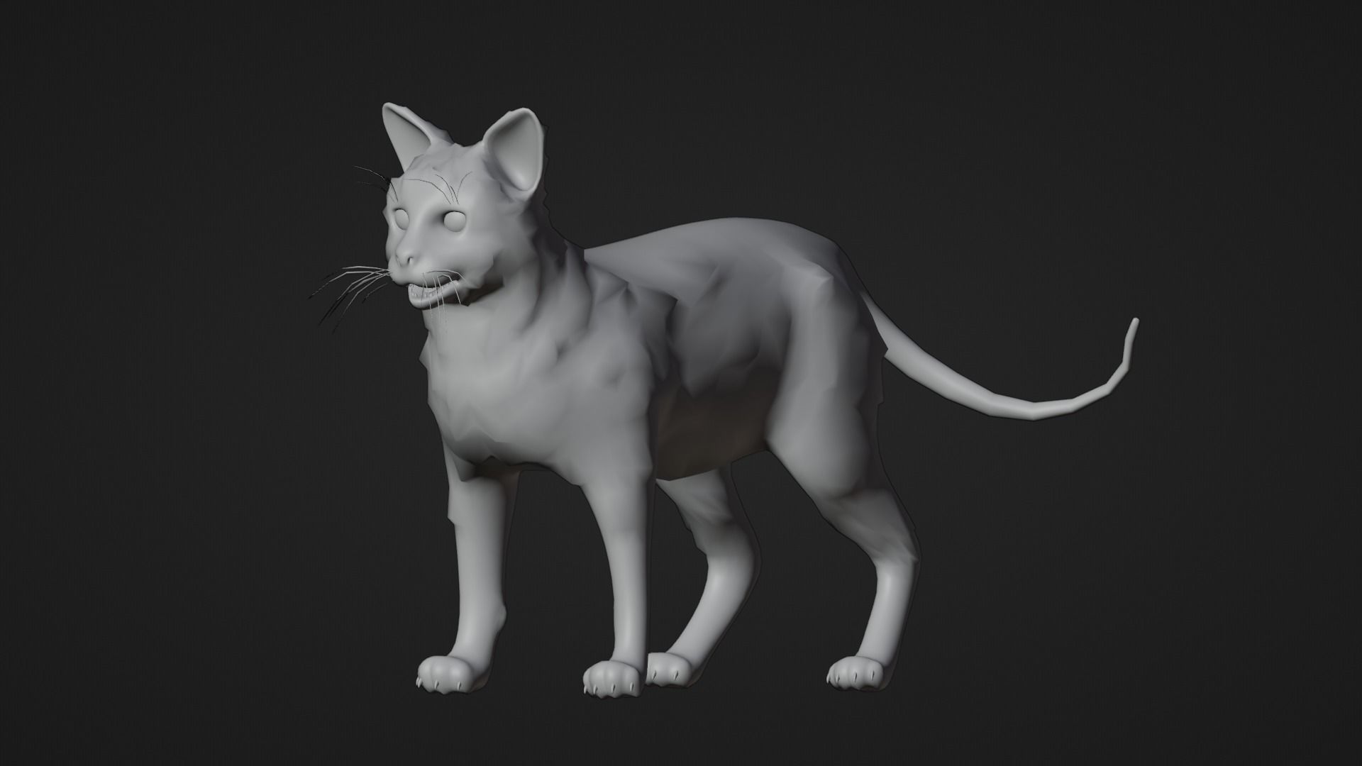 Low Poly - Stylized cats - Lykoi Cat Low-poly 3D model_10
