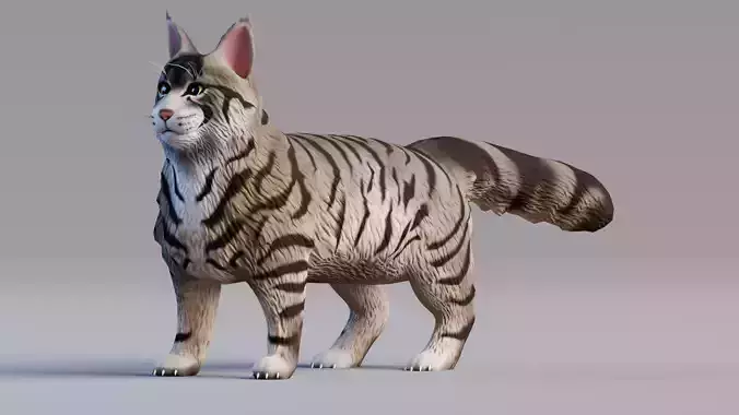 Low poly - Stylized cats - Maine Coon Cat