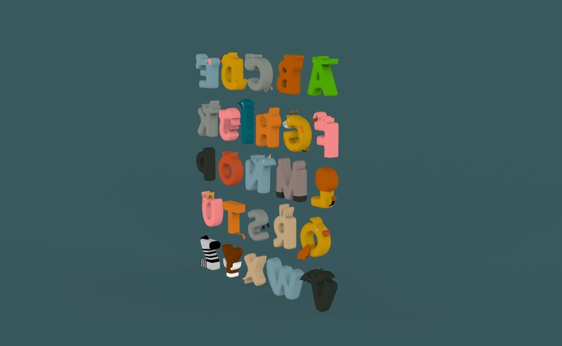 Cartoon Animal Alphabet v022 Low-poly 3D model_12