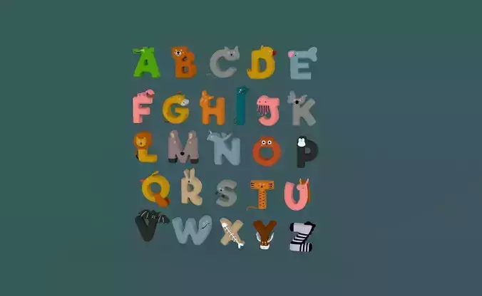 Cartoon Animal Alphabet v022