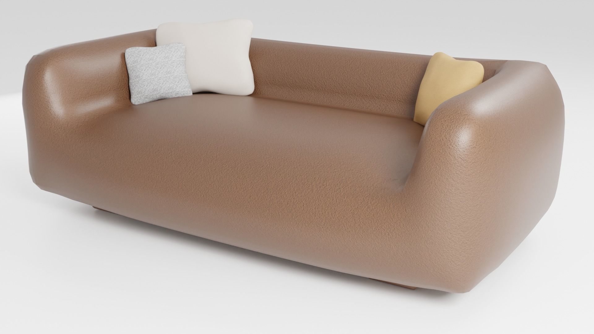Eco-leather sofa with very soft filling in brown tones 3D model_4