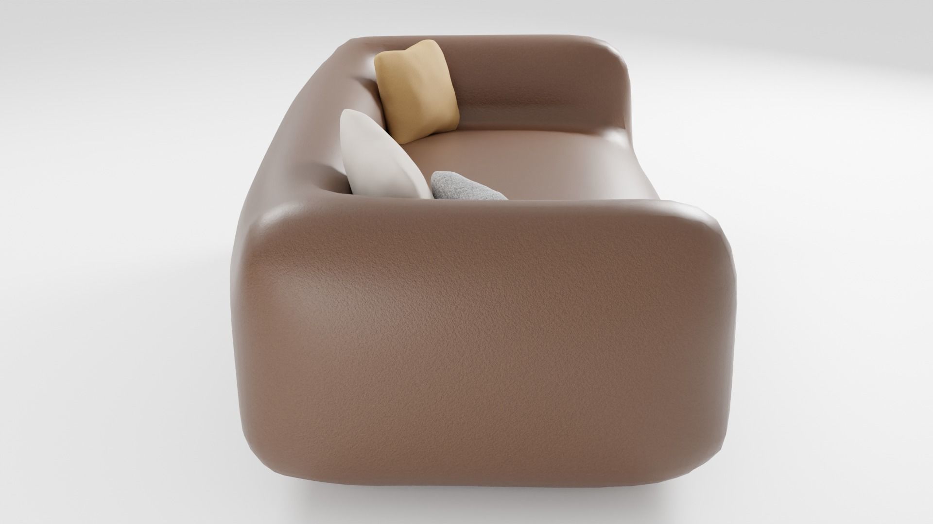 Eco-leather sofa with very soft filling in brown tones 3D model_1