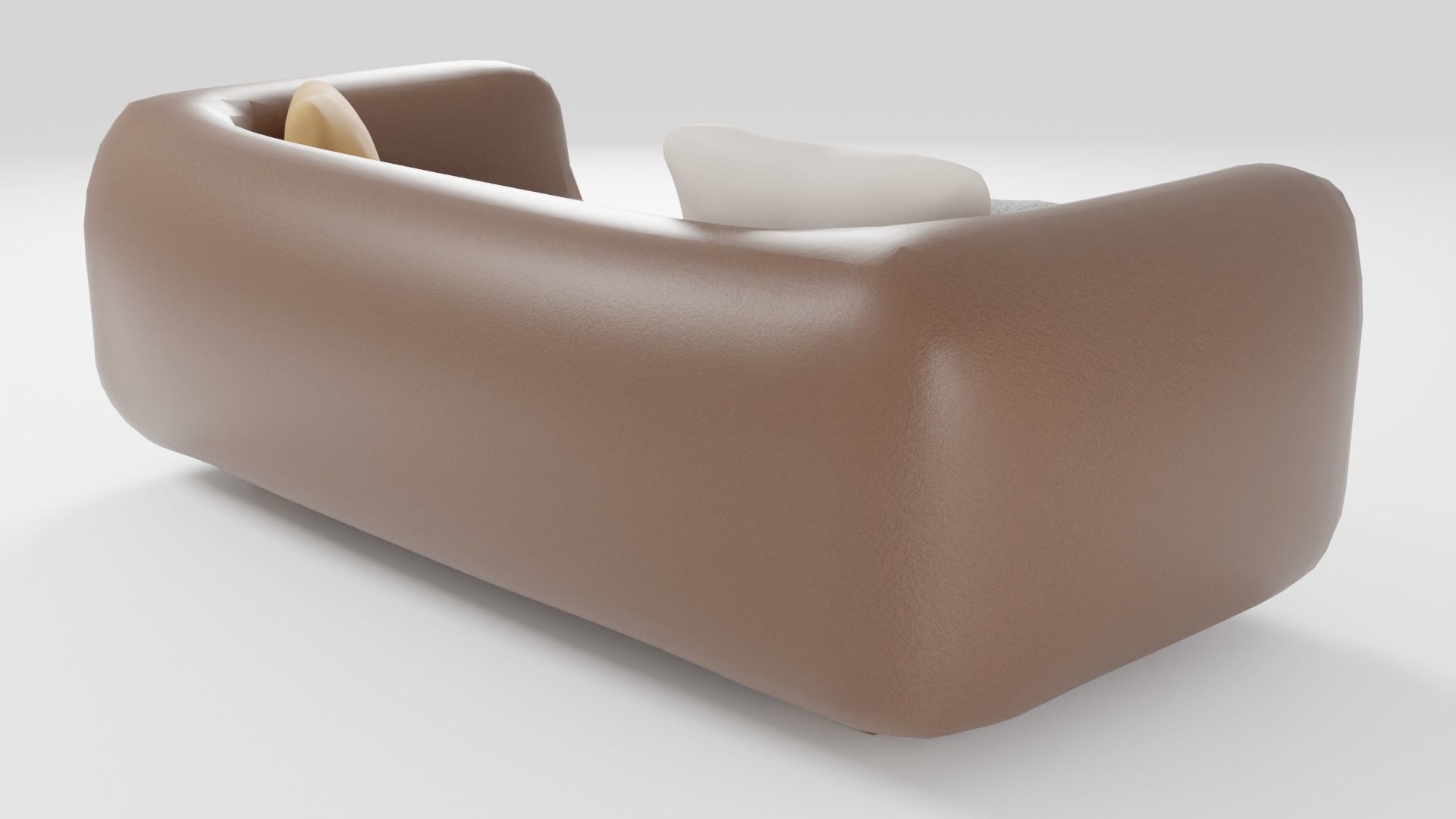 Eco-leather sofa with very soft filling in brown tones 3D model_2