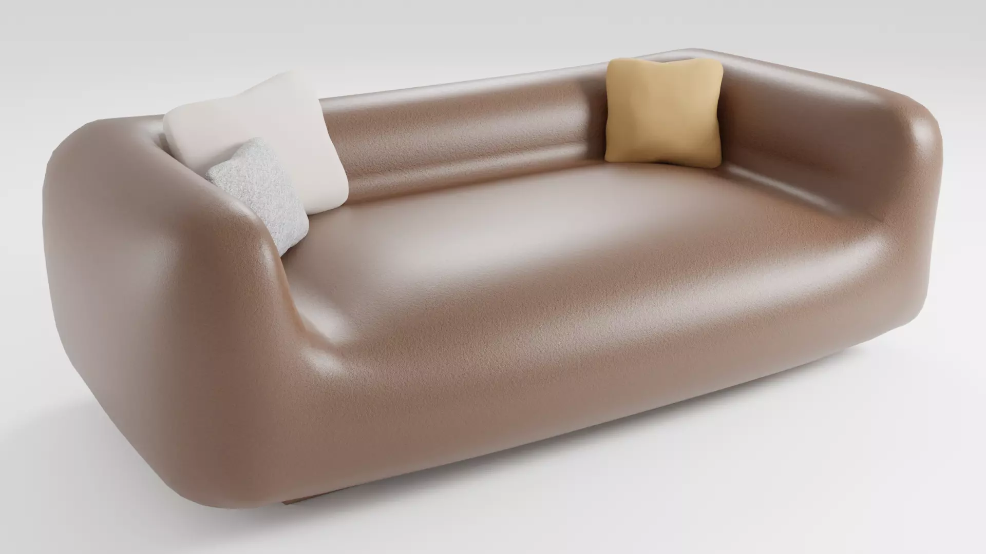 Eco-leather sofa with very soft filling in brown tones 3D model_0