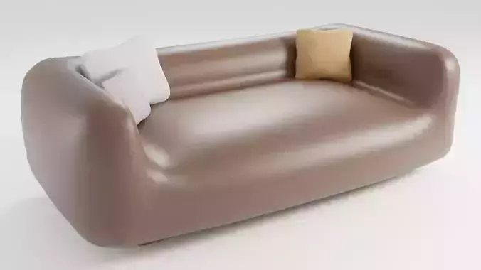 Eco-leather sofa with very soft filling in brown tones