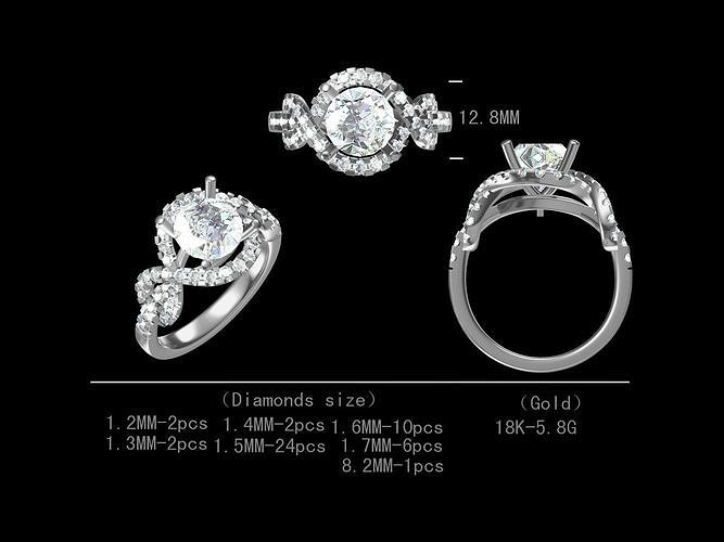 Diamond Engagement Ring For Women 3D Model Free 3D print model