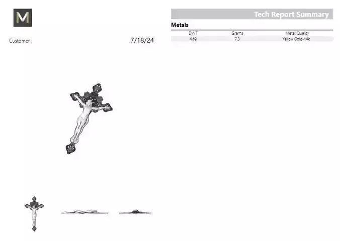 Intricate 3D Crucifix Model for Jewelry Design and 3D Printing