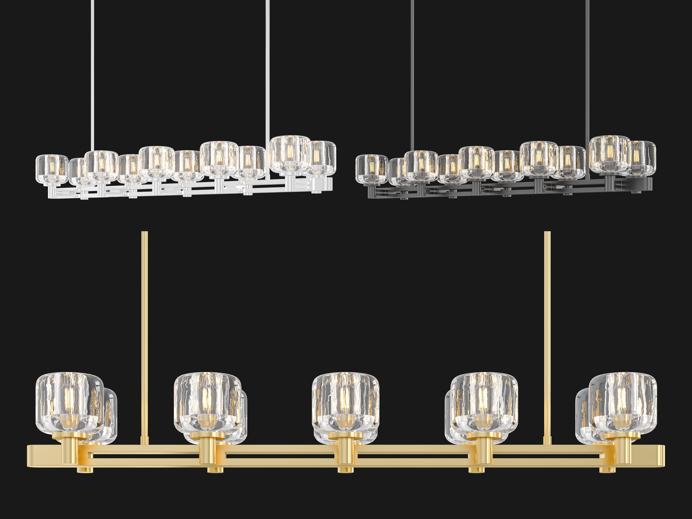 RH DEMARET DOUBLE LINEAR CHANDELIER 3D model_8