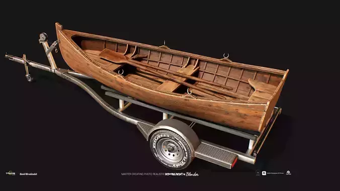 Wooden Rowing Boat plus Trailer