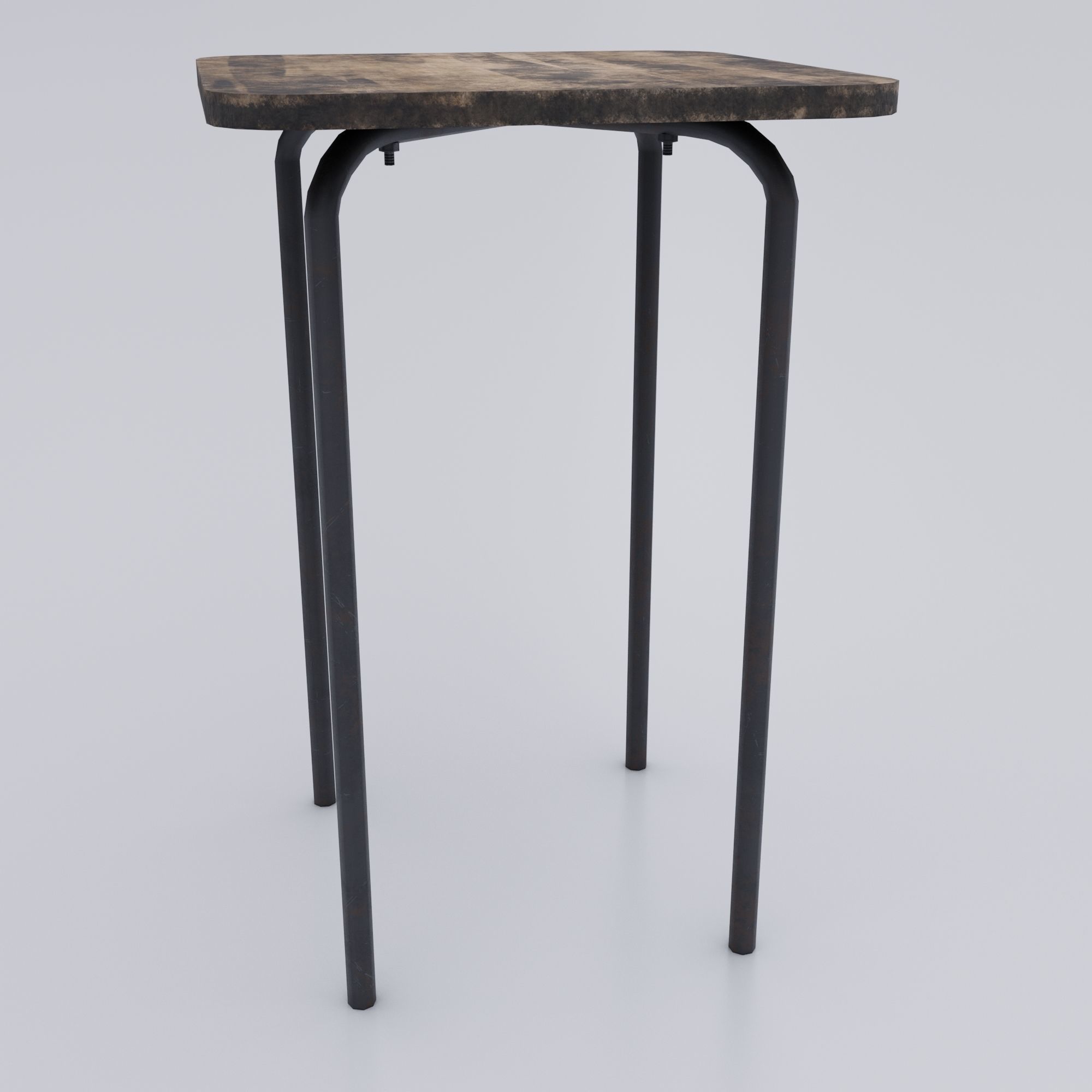 Old dirty stool Low-poly 3D model_1