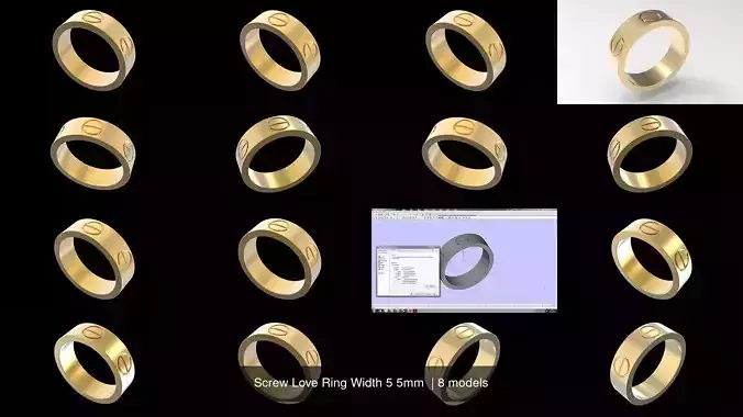 Screw Love Ring Width 5 5mm  3D Model Collection
