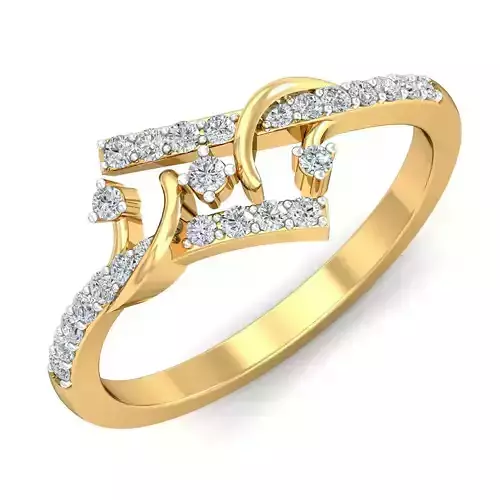 Elegant Yellow Gold Diamond Ladies Ring 3D print model
