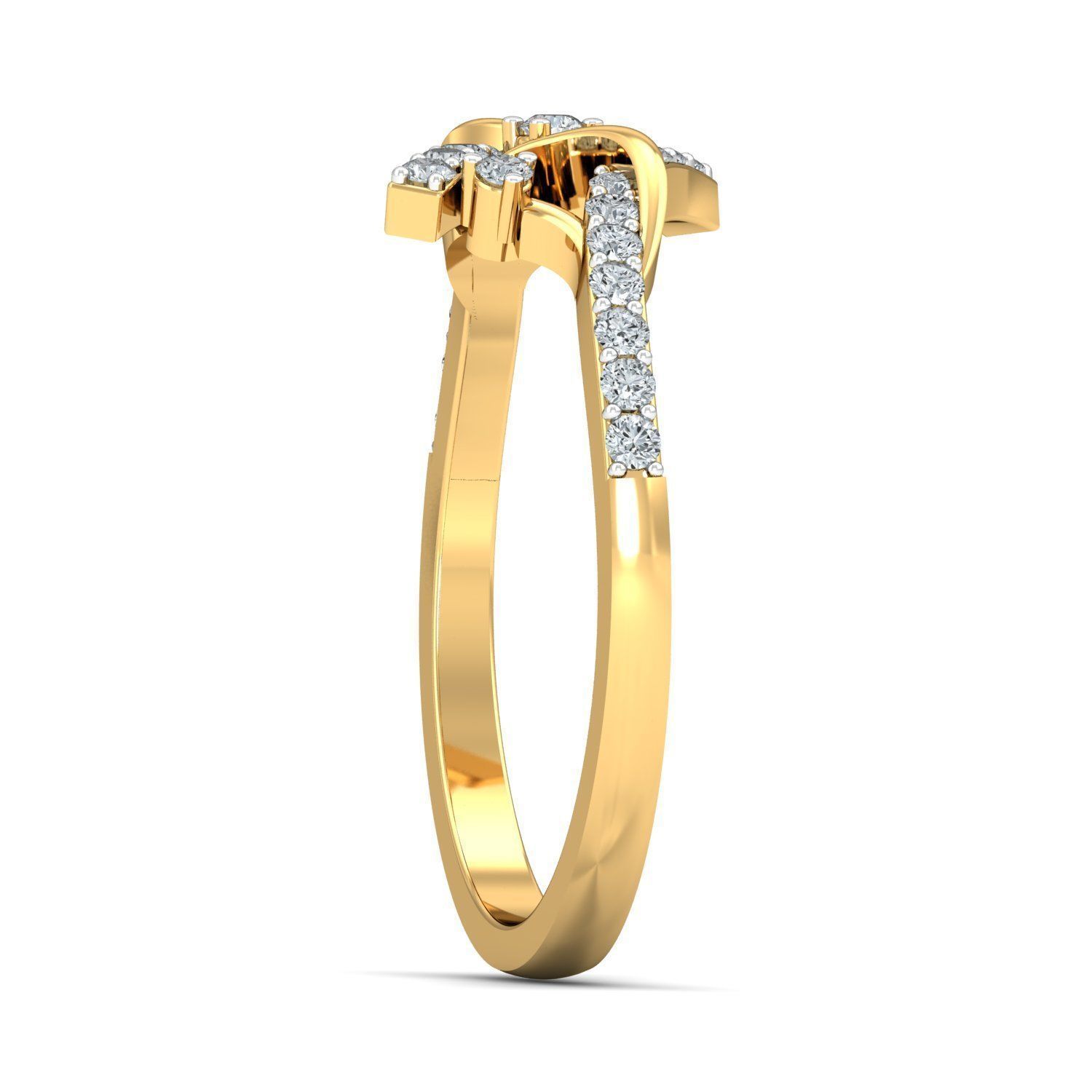 Elegant Yellow Gold Diamond Ladies Ring 3D print model_2