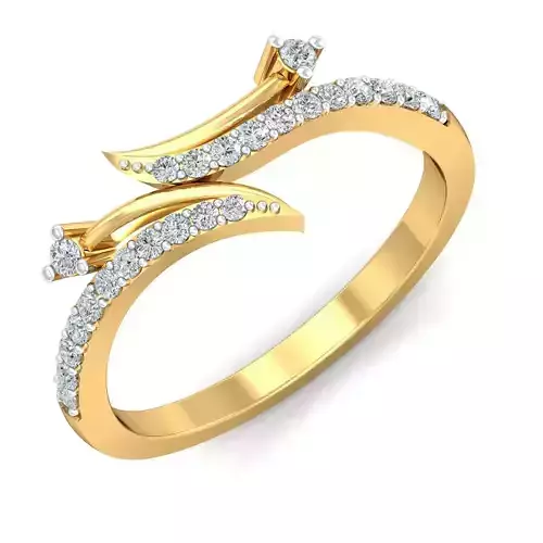 Real Diamonds Round Ladies Diamond Studded Gold Ring