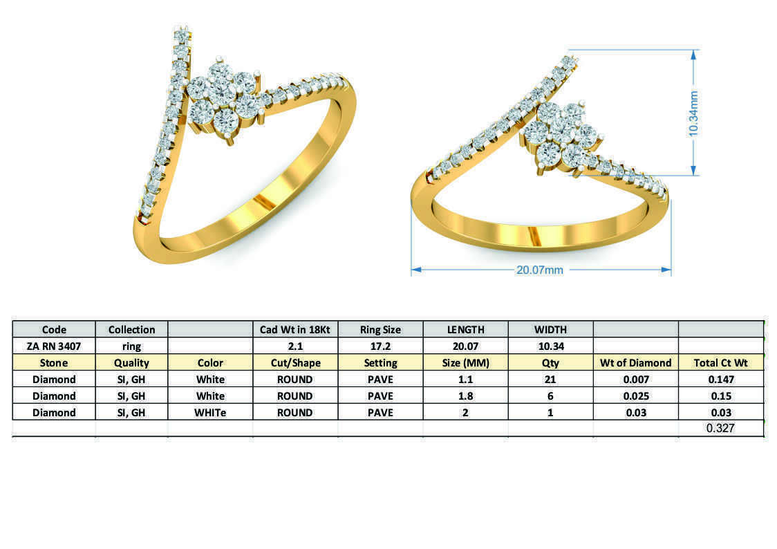 Brilliant Contemporary Diamond Ring 3D print model_3