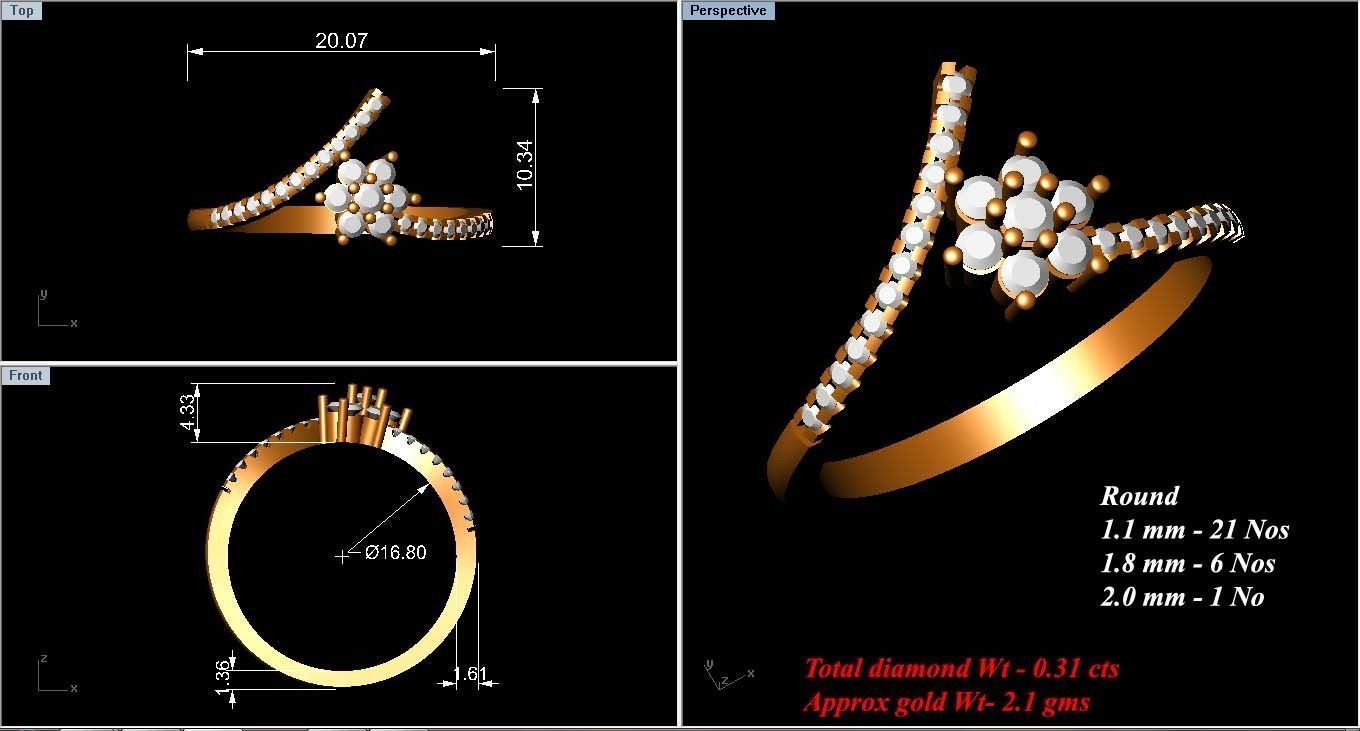 Brilliant Contemporary Diamond Ring 3D print model_4