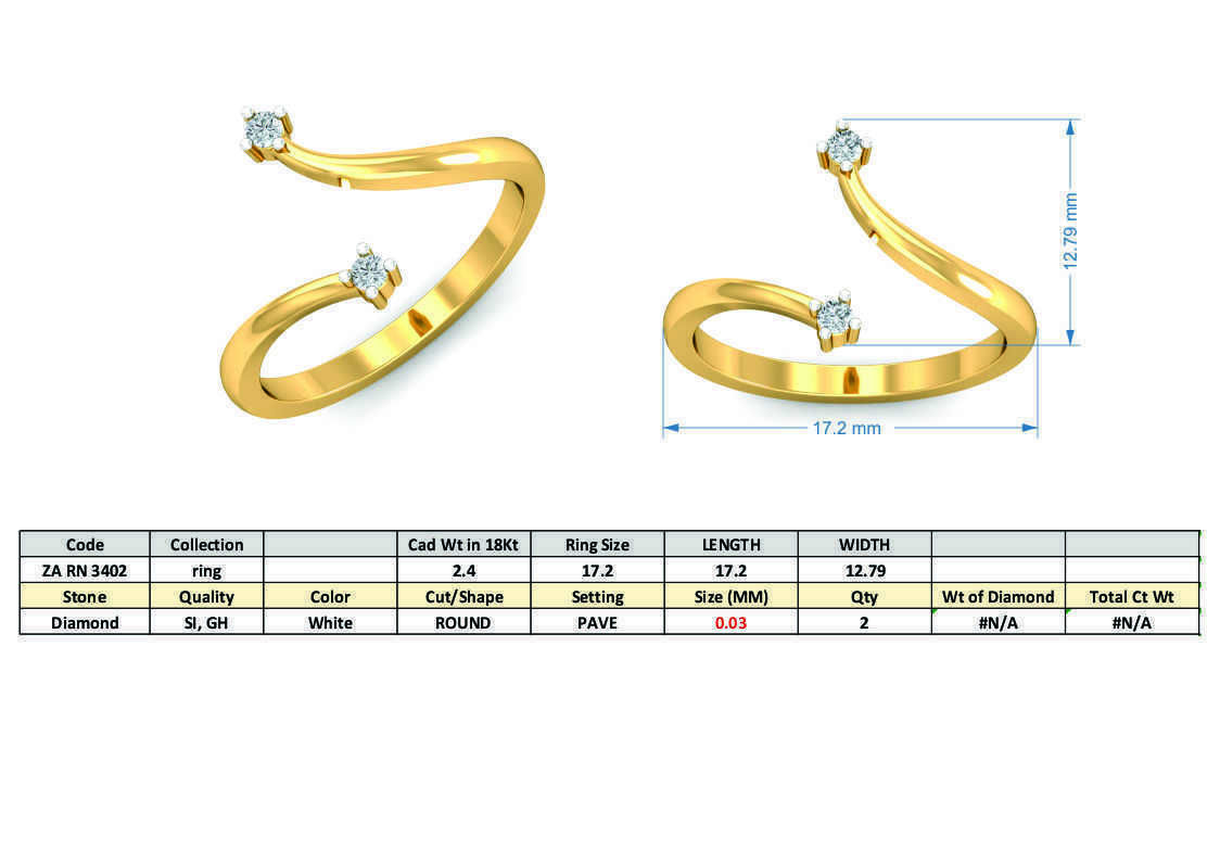 Designer Diamond Gold Rings for Women 3D print model_3
