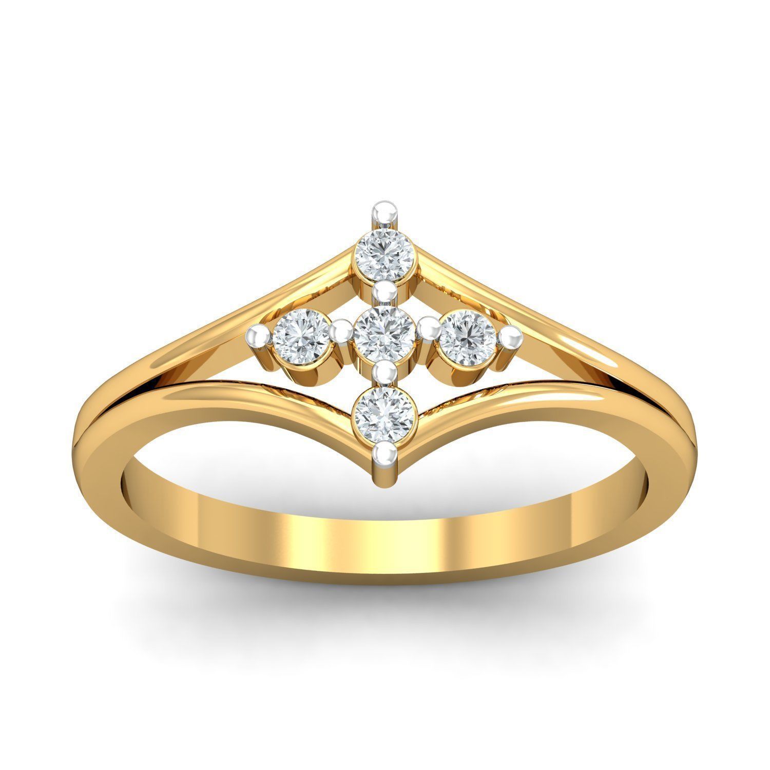 Swirl Diamond Gold Ring 3D print model_1
